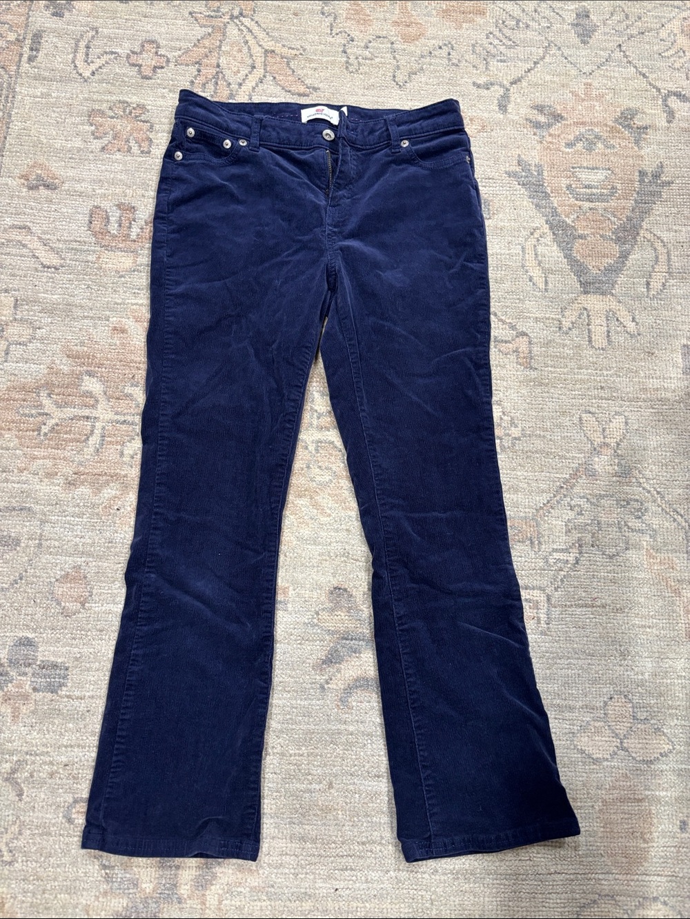 Vineyard Vines Navy Corduroy Pants with Pink Stitching